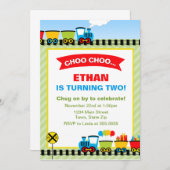 Train Birthday Invitation 5x7 Photo Card Kaart (Voorkant / Achterkant)