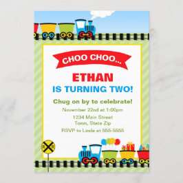 Train Birthday Invitation 5x7 Photo Card Kaart