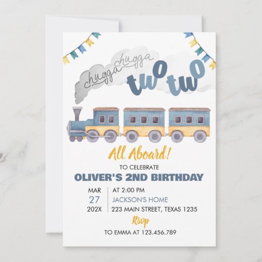 Train Birthday Invitation All Board Kaart (Voorkant)