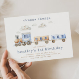 Train Birthday Invitation | Blauwe trein Kaart
