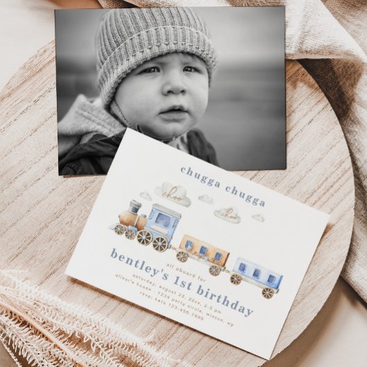 Train Birthday Invitation | Blauwe trein Kaart