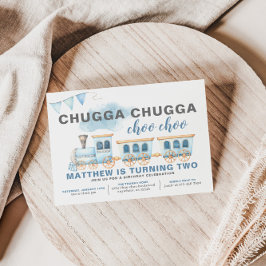 Train Birthday Invitation Boy Transportation Kaart