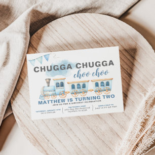 Train Birthday Invitation Boy Transportation Kaart