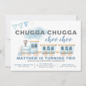 Train Birthday Invitation Boy Transportation Kaart (Voorkant)