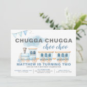 Train Birthday Invitation Boy Transportation Kaart (Staand voorkant)