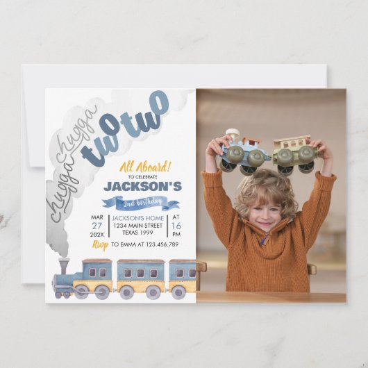 Train Birthday Invitation Chugga Chugga Twee Twee Kaart (Voorkant)