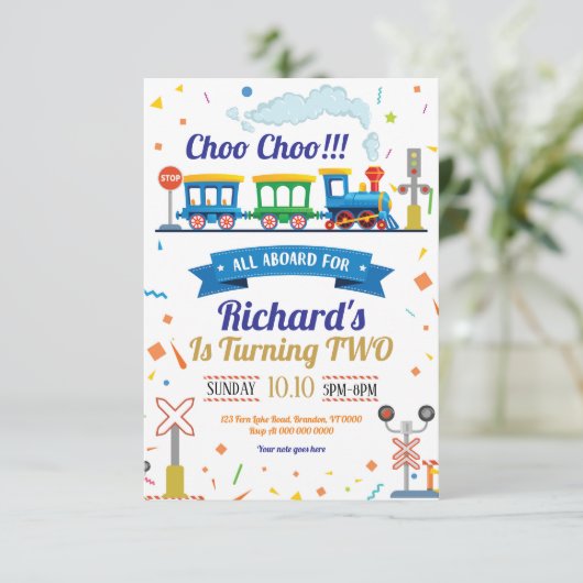 Train Birthday Invitation Chugga Chugga Twee Twee Kaart (Staand voorkant)