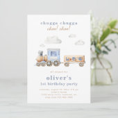 Train Birthday Invitation | Digitaal of gedrukt Kaart (Staand voorkant)