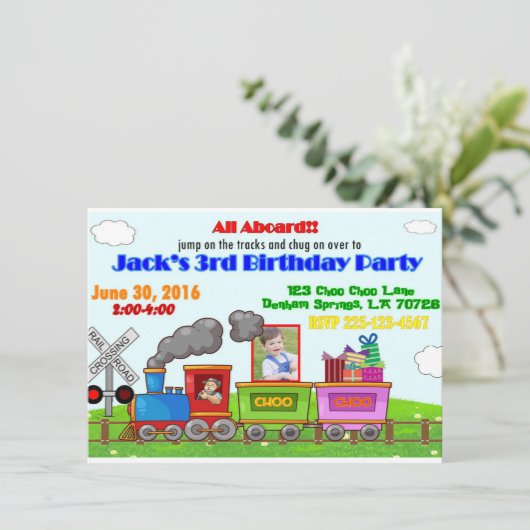 Train Birthday Invitation Kaart (Staand voorkant)