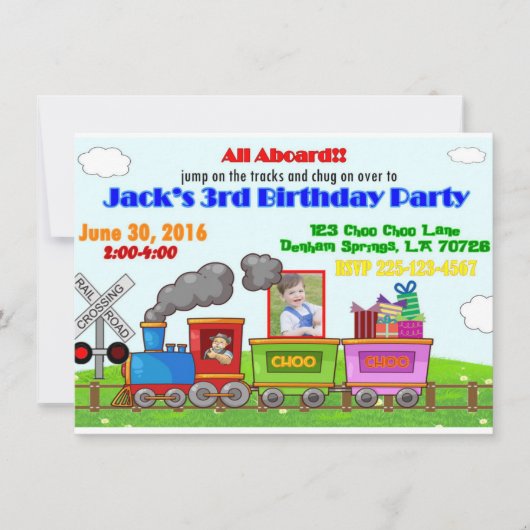 Train Birthday Invitation Kaart (Voorkant)