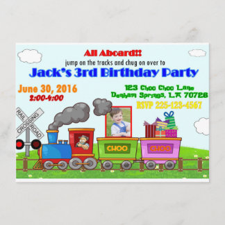 Train Birthday Invitation Kaart