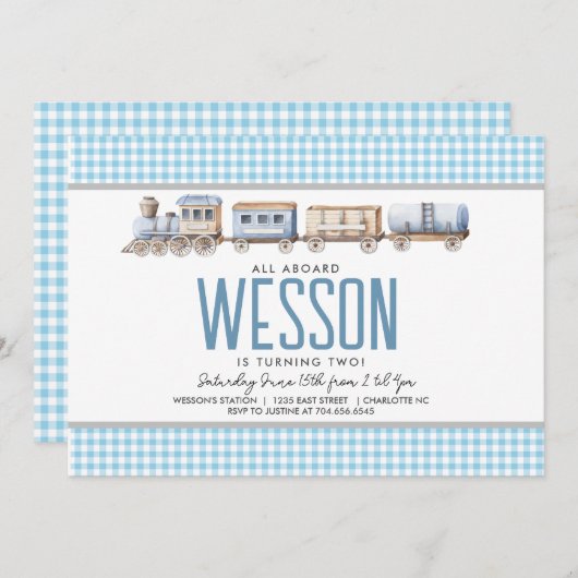 Train Birthday Invitation Kaart (Voorkant / Achterkant)