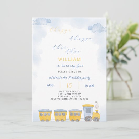 Train Birthday Invitation Kaart (Staand voorkant)