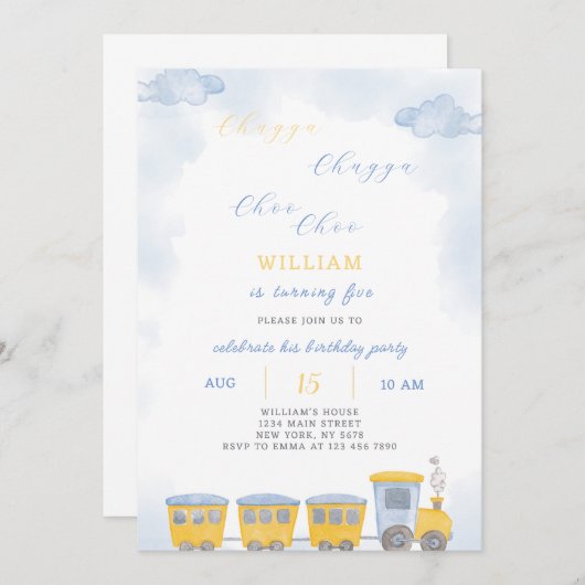 Train Birthday Invitation Kaart (Voorkant / Achterkant)