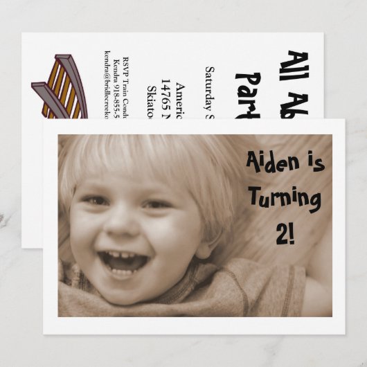 Train Birthday Invitation Kaart (Voorkant / Achterkant)