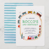 Train Birthday Invitation Kaart (Voorkant / Achterkant)
