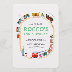 Train Birthday Invitation Kaart