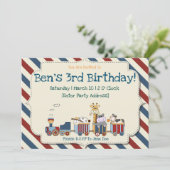 Train Birthday Invitation Kaart (Staand voorkant)