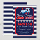 Train Birthday Invitation | Train Birthday Party Kaart (Voorkant / Achterkant)