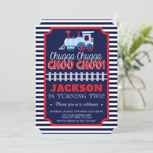 Train Birthday Invitation | Train Birthday Ticket Kaart (Staand voorkant)