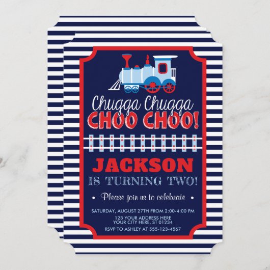 Train Birthday Invitation | Train Birthday Ticket Kaart (Voorkant / Achterkant)