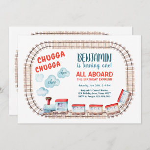 Train Birthday Invite Boy Chugga Choo Train Party Kaart