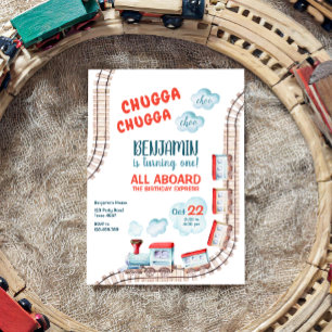 Train Birthday Invite Boy Chugga Choo Train Party Kaart