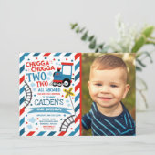 Train Birthday Invite Chugga Chugga Twee Train Kaart (Staand voorkant)