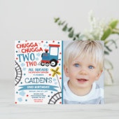 Train Birthday Invite Chugga Chugga Twee Train Kaart (Staand voorkant)