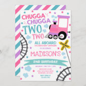 Train Birthday Invite Chugga Chugga Twee Train Kaart (Voorkant / Achterkant)