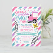 Train Birthday Invite Chugga Chugga Twee Train Kaart (Staand voorkant)