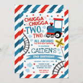 Train Birthday Invite Chugga Chugga Twee Train Kaart (Voorkant / Achterkant)