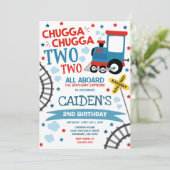 Train Birthday Invite Chugga Chugga Twee Train Kaart (Staand voorkant)
