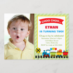 Train Birthday Party Invitation 5x7 Card Kaart