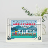 Train Birthday Party Invitation Add Name Boy (Staand voorkant)