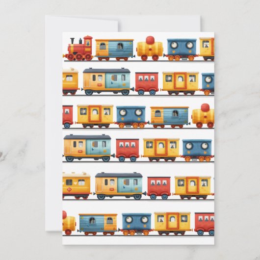 Train Birthday Party Invitation Kaart (Achterkant)