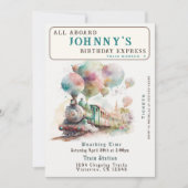 Train Birthday Party Invitation Kaart (Voorkant)