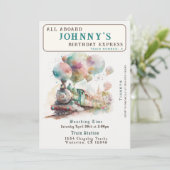 Train Birthday Party Invitation Kaart (Staand voorkant)