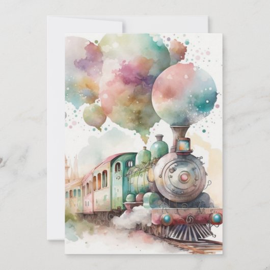 Train Birthday Party Invitation Kaart (Achterkant)