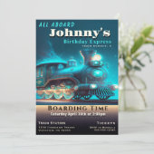 Train Birthday Party Invitation Kaart (Staand voorkant)
