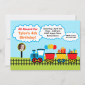 Train Birthday Party Invitation Kaart (Voorkant)