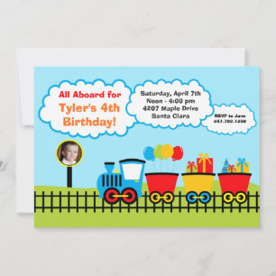 Train Birthday Party Invitation Kaart