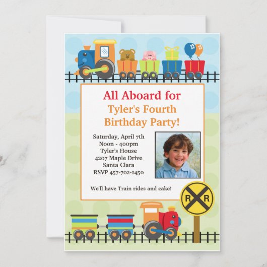 Train Birthday Party Invitation Kaart (Voorkant)