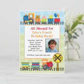 Train Birthday Party Invitation Kaart (Staand voorkant)