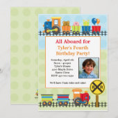 Train Birthday Party Invitation Kaart (Voorkant / Achterkant)