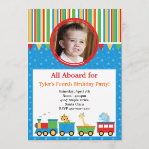 Train Birthday Party Invitation Kaart