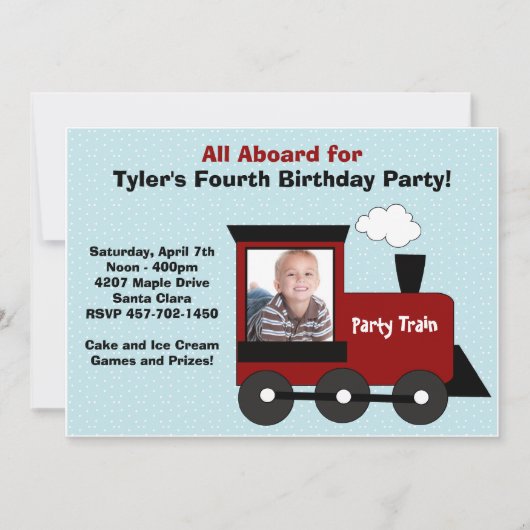 Train Birthday Party Invitation Kaart (Voorkant)