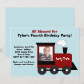 Train Birthday Party Invitation Kaart (Voorkant / Achterkant)