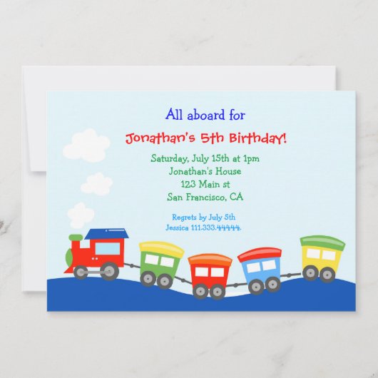 Train Birthday party Invitation Kaart (Voorkant)