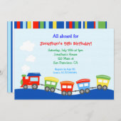 Train Birthday party Invitation Kaart (Voorkant / Achterkant)